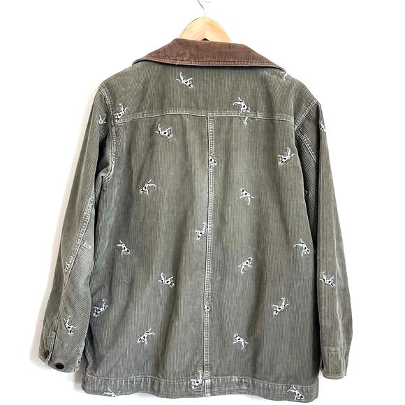 LL Bean Hunting Dog Corduroy Womens Chore Coat Barn Jacket Size MP Embroidered - Picture 2 of 15